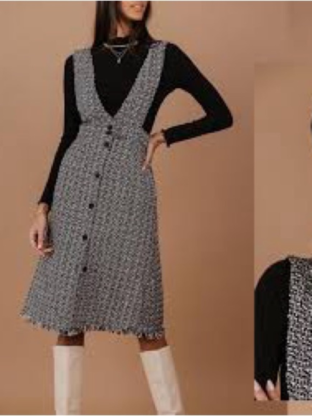 Paper Crane Black & White Tweed Jumper Midi Dress XL NWT
